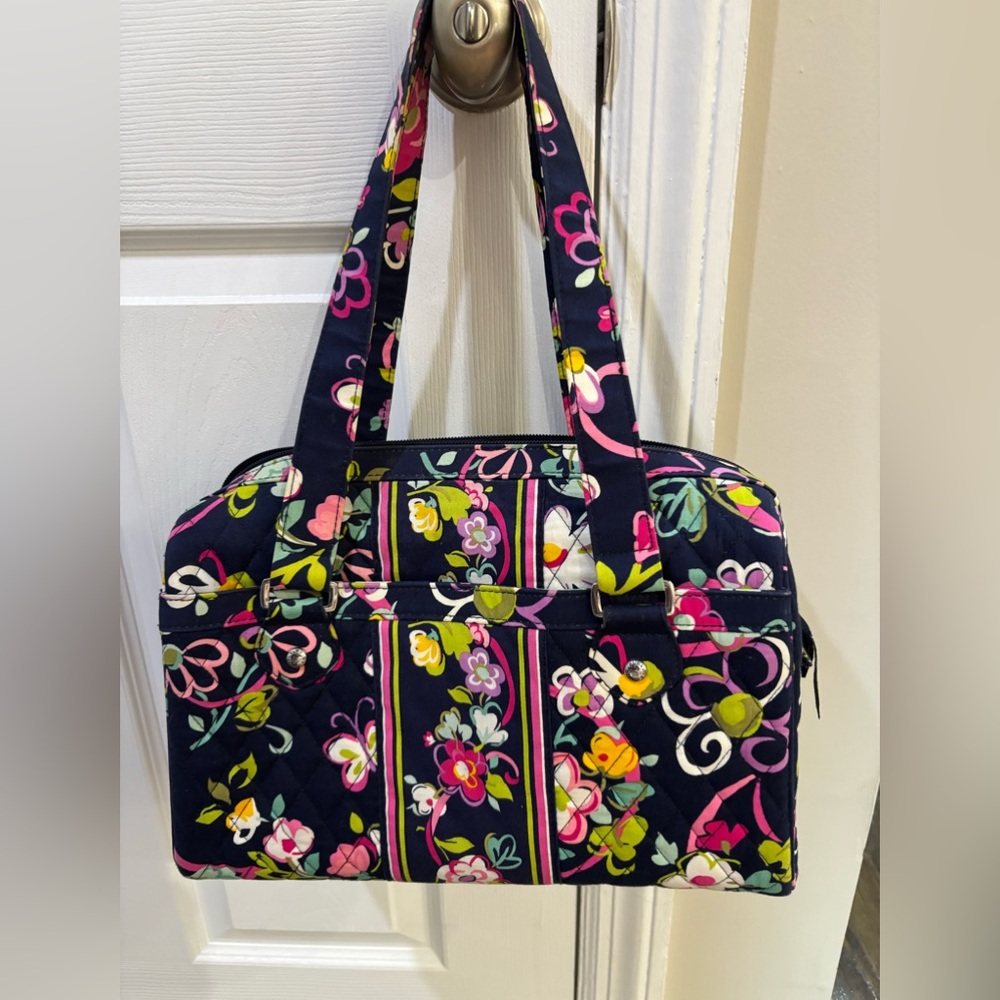 Vera Bradley Navy Floral Quilted Shoulder Bag